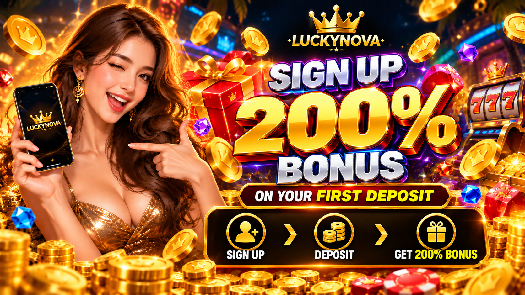 LuckyNova Sign Up 200% Bonus